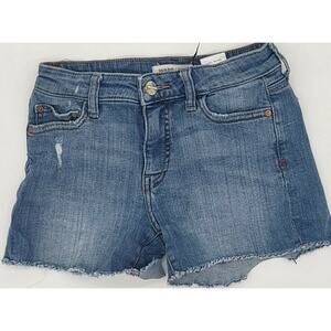 Warp & Weft Girls Jean Shorts Size 12 Blue KOA KONA Shorty Short Cuffed Stretch